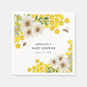 Honey Bee and Daisies Personalized Baby Shower Napkin