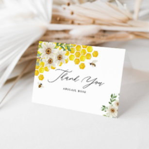 Honey Bee and Daisies Personalized Folded Thank You Card