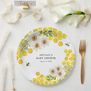 Honey Bee and Daisies Personalized  Paper Plate
