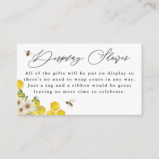 Honey Bee and Daisy Gift Display Shower Enclosure Card (Front)