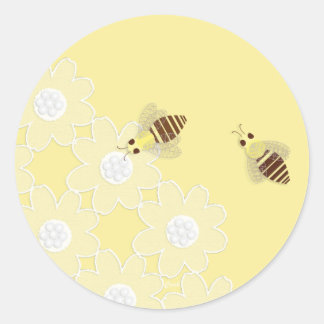 Honey Bee and Daisy Lace Round Stickers