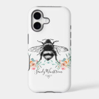 Honey Bee And Floral Custom Name