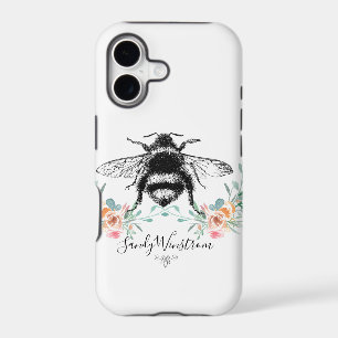 Honey Bee And Floral Custom Name