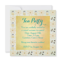 Honey Bee and Flower Tea Party Invitations