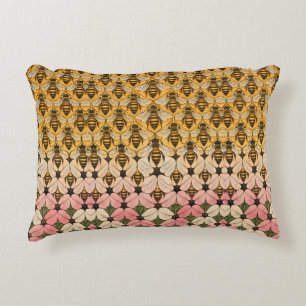 Honey Bee and Flower Tessellation Accent Pillow