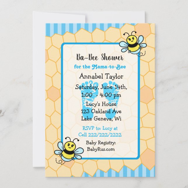 Honey Bee and Honeycomb Boy's Baby Shower  Invitation (Front)