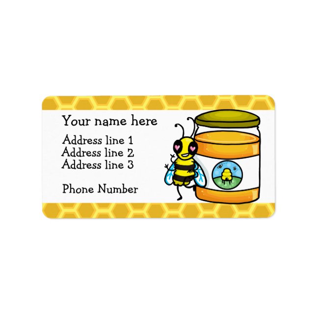 Honey bee and jar address label (Front)