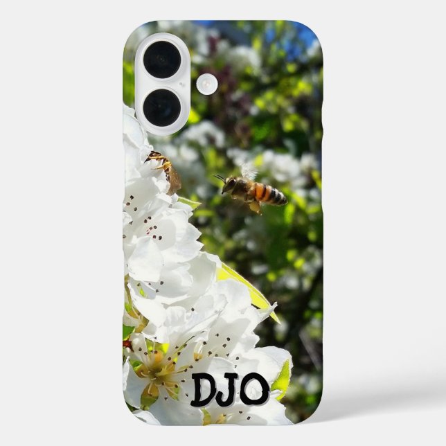 Honey Bee and Pear Blossom with your initials Case-Mate iPhone Case (Back)