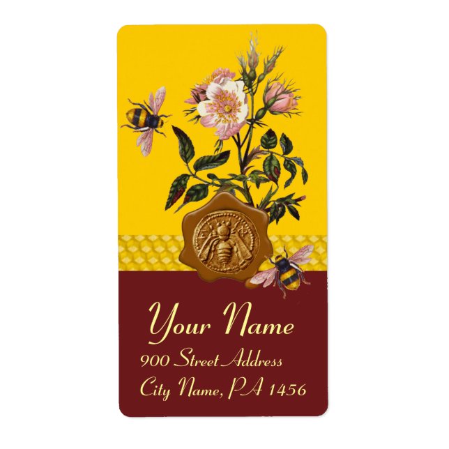 HONEY BEE AND WILD ROSES, BEEKEEPER WAX SEAL (Devant)