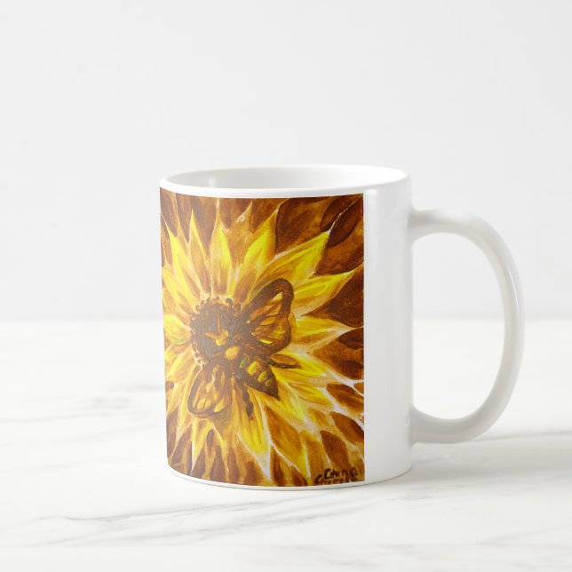 Honey bee and yellow flower coffee mug (Right)