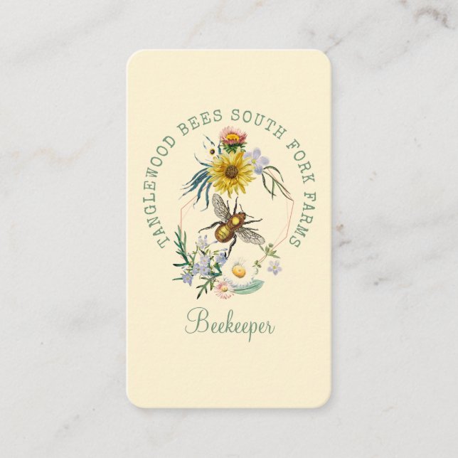 Honey Bee Apiary Beekeeper Business Card (Front)