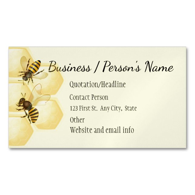 Honey Bee Apiary Business Custom Magnetic Business Card (Front)