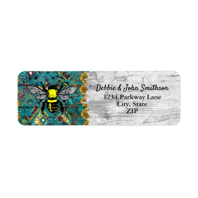Honey Bee Apiary Sunflower Western Return Address  (Front)