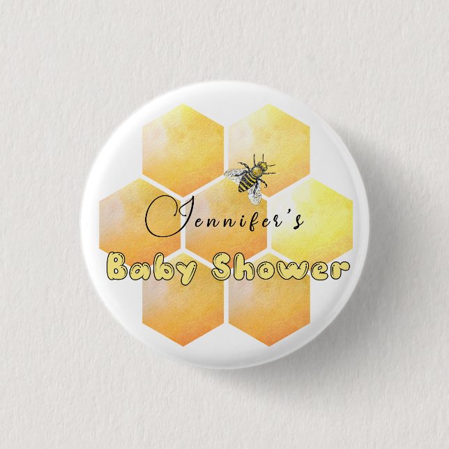 Honey Bee Baby Shower  1 Inch Round Button (Front)