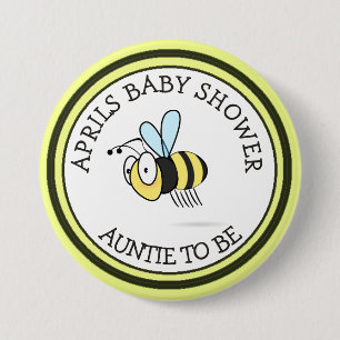 Honey Bee Baby Shower Aunt to Be Button