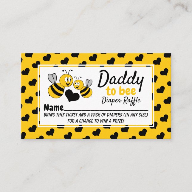 Honey Bee, Baby Shower Diaper Raffle Ticket Enclosure Card (Front)