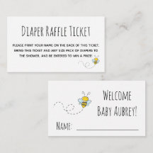Honey Bee Baby Shower Diaper Raffle Ticket