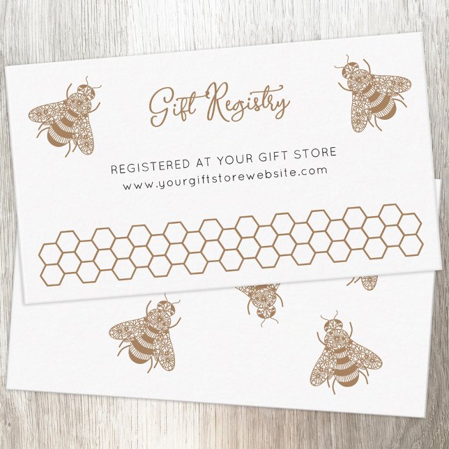 Honey Bee Baby Shower Gift Registry Enclosure Card (Honeybee Gift Registry Momy to Bee baby shower enclosure card)