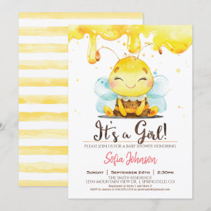 Honey Bee Baby Shower Girl Invitation