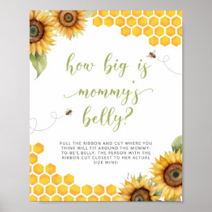 Honey Bee Baby Shower How Big Is Mommy's Belly Poster