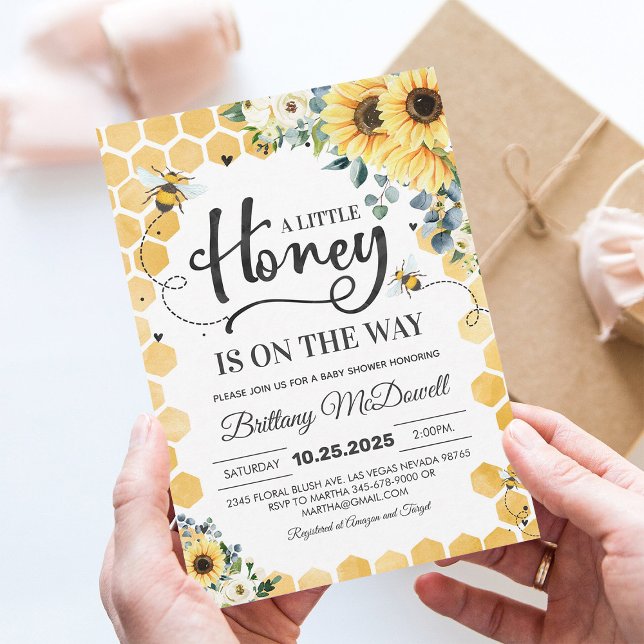 Honey Bee Baby Shower Invitation | A Little Honey (Creator Uploaded)
