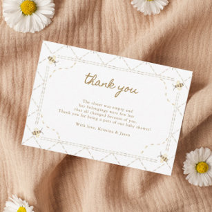Honey Bee Baby Shower Thank You Cards