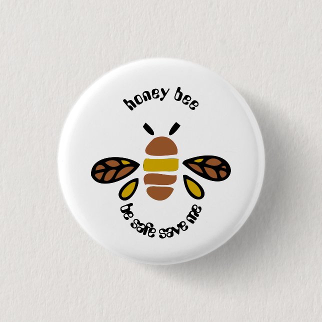 Honey bee badge rond - petit 1 inch round button (Front)