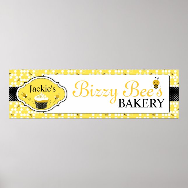 Honey Bee Bakery Business Banner Poster (Front)