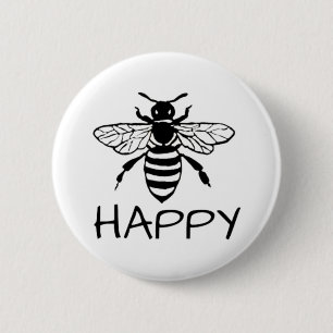 Honey Bee/ Be Happy 2 Inch Round Button