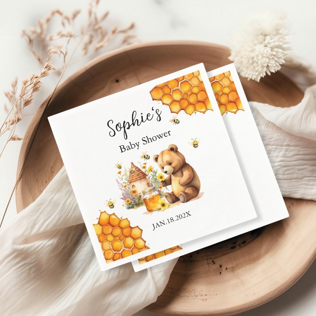Honey Bee Bear Baby Shower Napkin (Creator Uploaded)