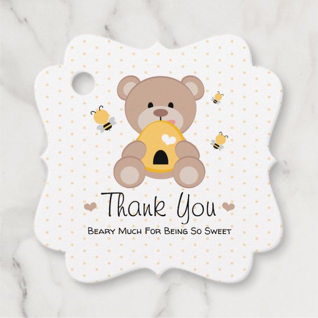 Honey Bee Bear Merci Favoriser les étiquettes (Devant)