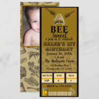 Honey Bee Beehive Birthday Party Photo Ticket