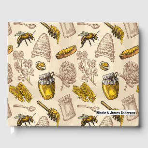 Honey Bee Beehive Vintage Rustic Country Wedding Guest Book