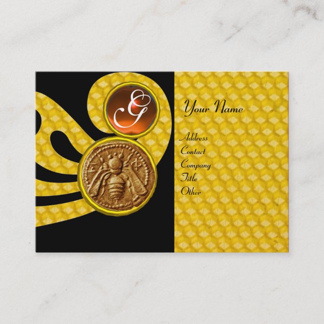 HONEY BEE ,BEEKEEPER APIARIST MONOGRAM BUSINESS CARD (Front)