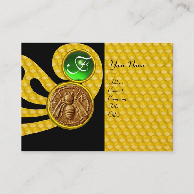 HONEY BEE ,BEEKEEPER APIARIST MONOGRAM BUSINESS CARD (Front)