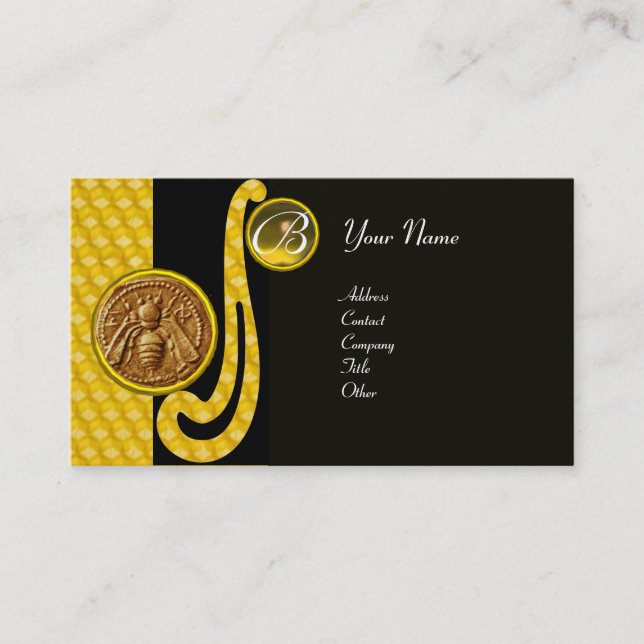 HONEY BEE ,BEEKEEPER APIARIST MONOGRAM BUSINESS CARD (Front)