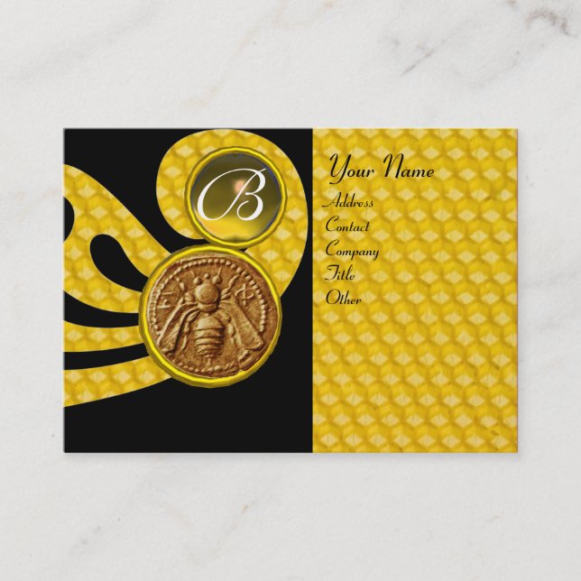 HONEY BEE ,BEEKEEPER APIARIST MONOGRAM BUSINESS CARD (Front)
