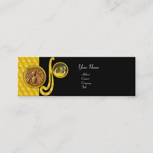 HONEY BEE ,BEEKEEPER APIARIST MONOGRAM MINI BUSINESS CARD (Front)
