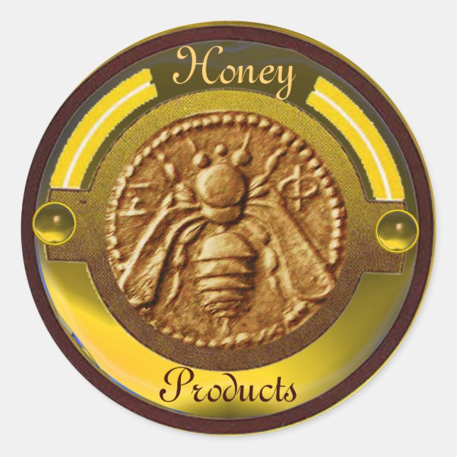 HONEY BEE / BEEKEEPER BEEKEEPING CLASSIC ROUND STICKER (Front)