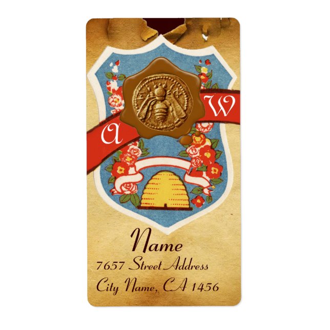 HONEY BEE ,BEEKEEPER BROWN WAX SEAL CREST MONOGRAM (Front)