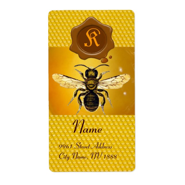 HONEY BEE ,BEEKEEPER,BROWN  WAX SEAL  MONOGRAM (Front)