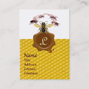 HONEY BEE ,BEEKEEPER BROWN WAX SEAL MONOGRAM BUSINESS CARD