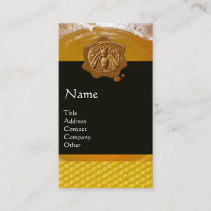 HONEY BEE ,BEEKEEPER BROWN WAX SEAL MONOGRAM BUSINESS CARD