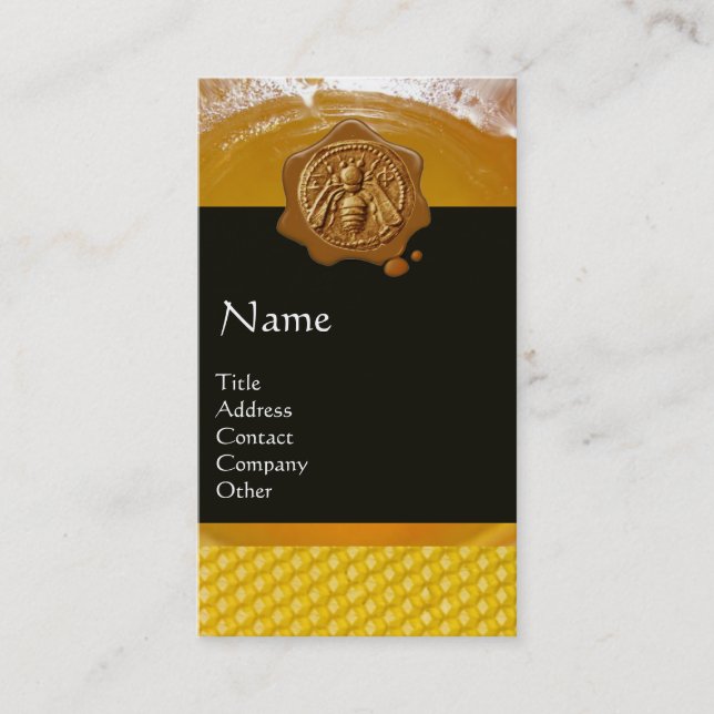 HONEY BEE ,BEEKEEPER BROWN WAX SEAL MONOGRAM BUSINESS CARD (Front)