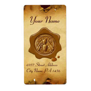 HONEY BEE ,BEEKEEPER  BROWN WAX SEAL  Parchment