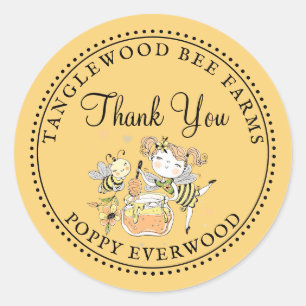 Honey Bee Beekeeper Honey Products Thank You Classic Round Sticker