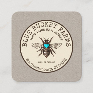 Honey Bee Beekeeper Kraft Square Business Card