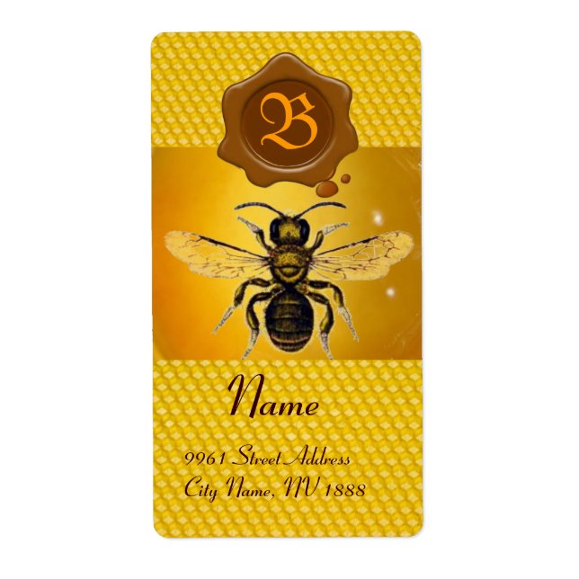 HONEY BEE, BEEKEEPER, MONOGRAMME DE SCEAU DE CIRE  (Devant)