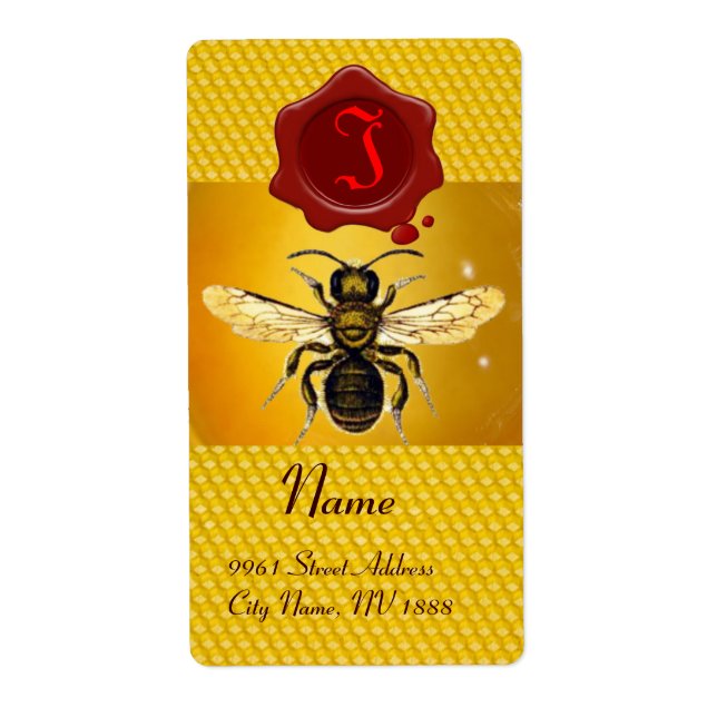 HONEY BEE, BEEKEEPER, MONOGRAMME DE SCEAU DE CIRE  (Devant)