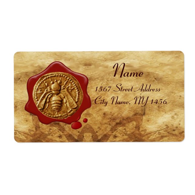 HONEY BEE ,BEEKEEPER RED WAX SEAL,Brown Parchment (Front)